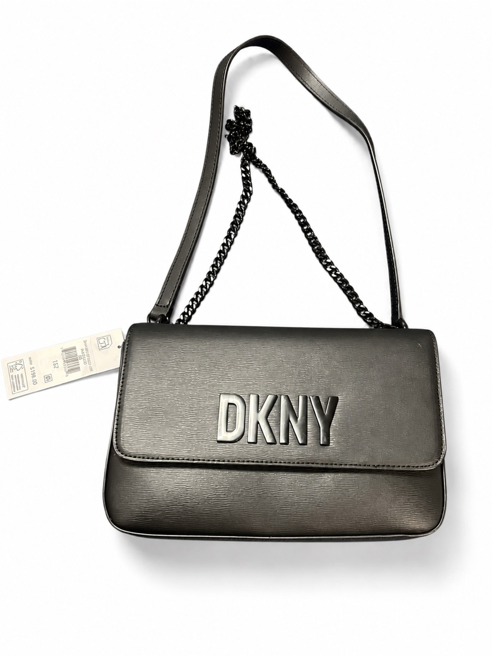 DKNY Black Logo Crossbody Bag with Chain Strap